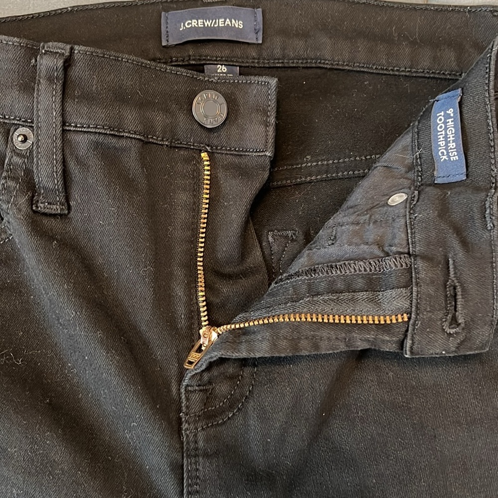 JCrew 9” Toothpick Skinny Jean Black Size 26 - Picture 2 of 11